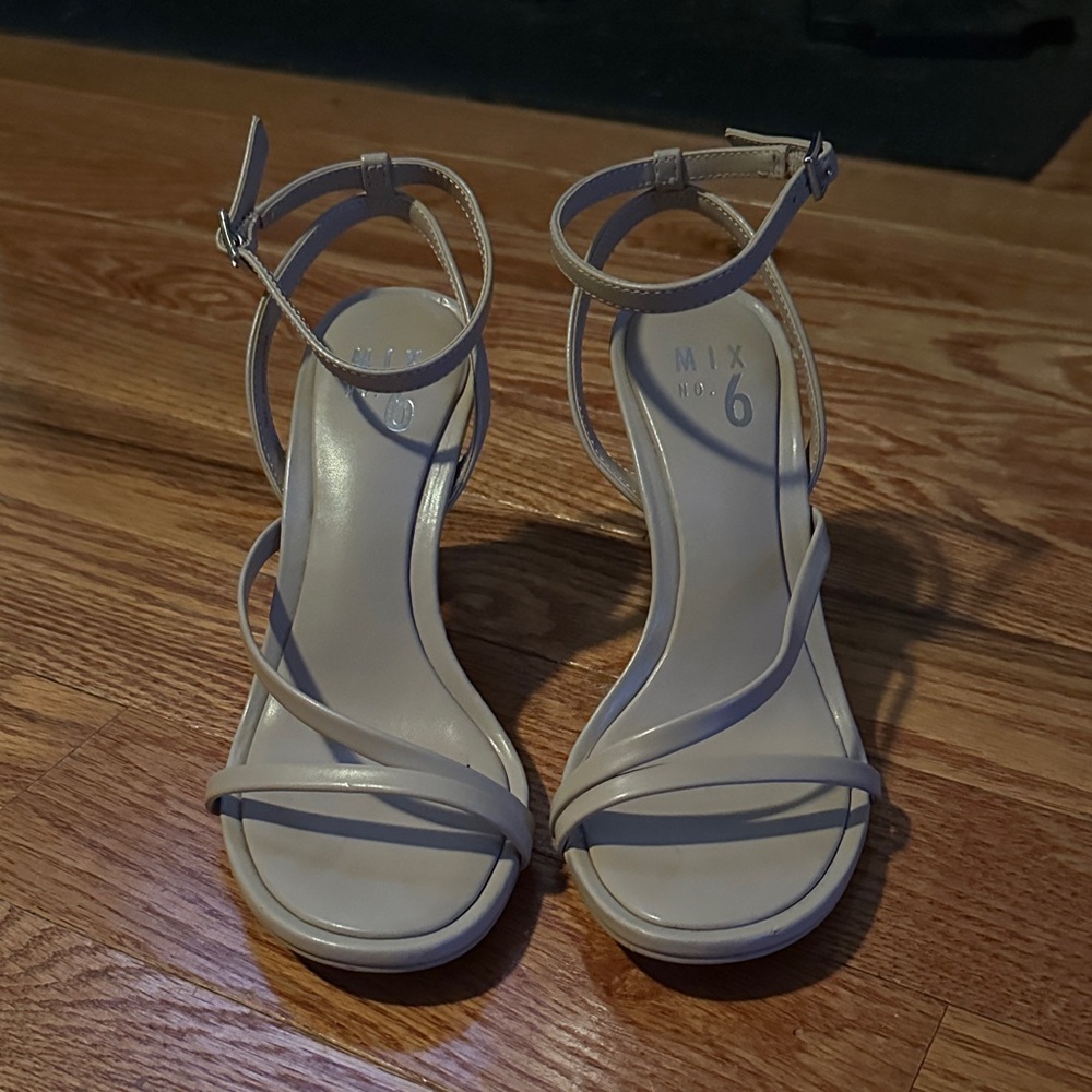 Mix No. 6 Women's Strappy Ankle Strap Heels in Light Taupe